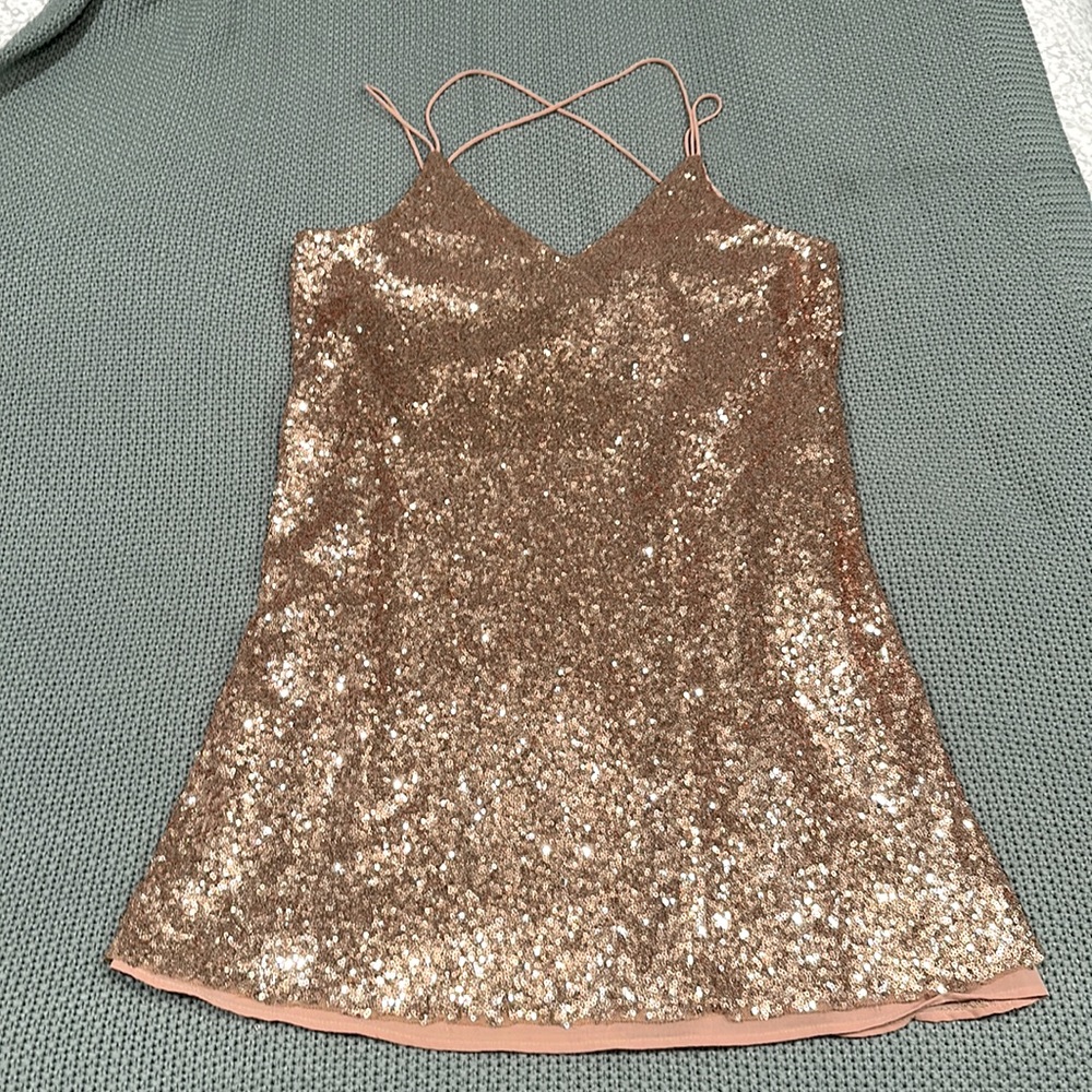 Rose Gold Sequin Dress NWT